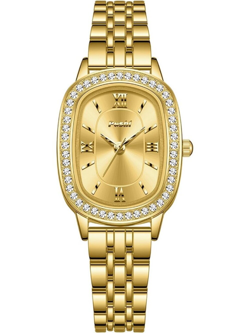 Women's Gold Waterproof Dainty Diamond Oval Analog Luxury Fashion Wrist Watches